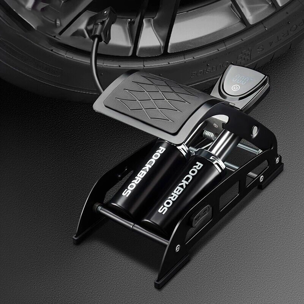 Rockbros 42430001001 foot pompa with display - juodos spalvos