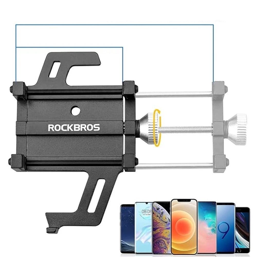 Rockbros 699-BK Aluminum Alloy Bicycle telefono laikiklis – juodos spalvos