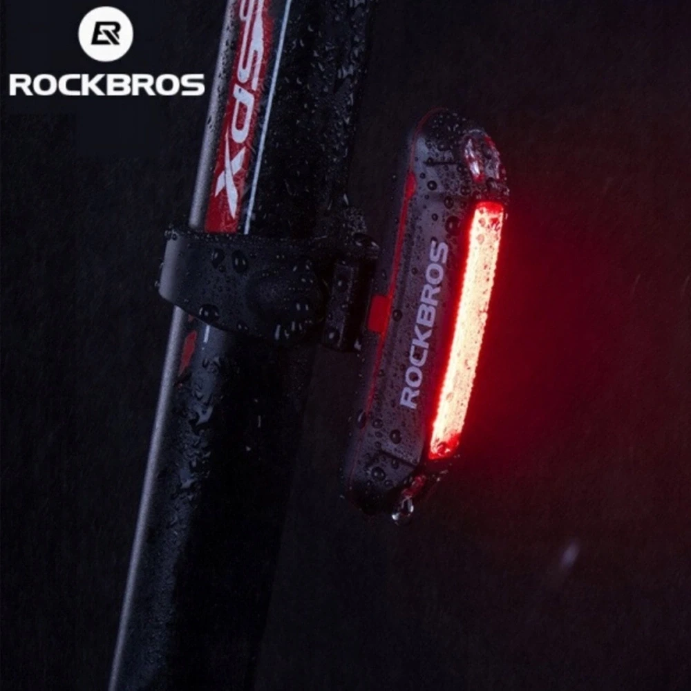 Rockbros A54BK galinis dviračio žibintas + „Micro USB“ – USB-A laidas – juodos spalvos