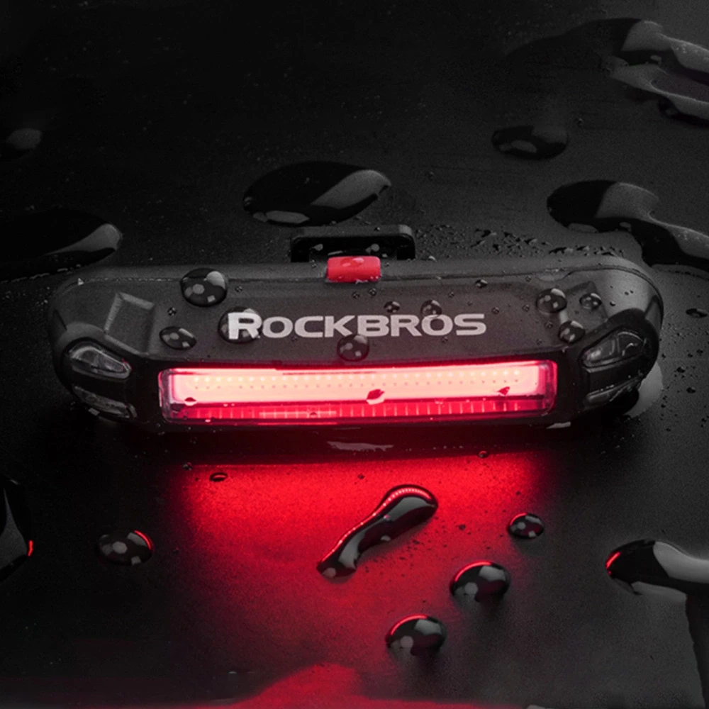 Rockbros A54BK galinis dviračio žibintas + „Micro USB“ – USB-A laidas – juodos spalvos