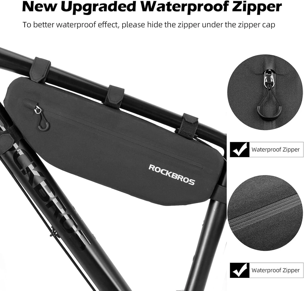 Rockbros AS-043 dviračio krepšys with Velcro 3l – juodos spalvos