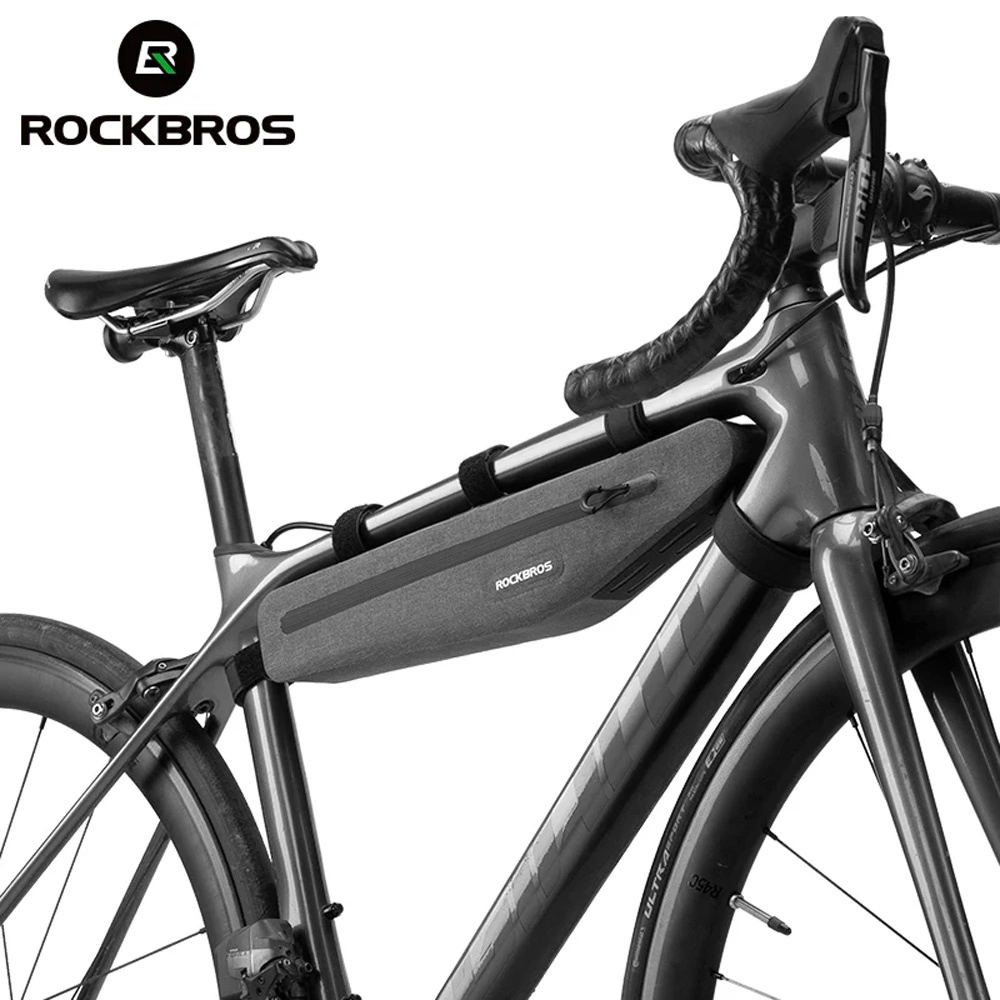 Rockbros AS-052 waterproof dviračio krepšys for frame – pilkos spalvos