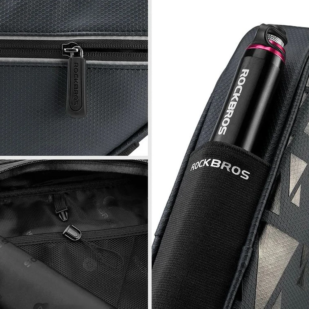 Rockbros B39-2 waterproof dviračio krepšys for frame – juodos spalvos