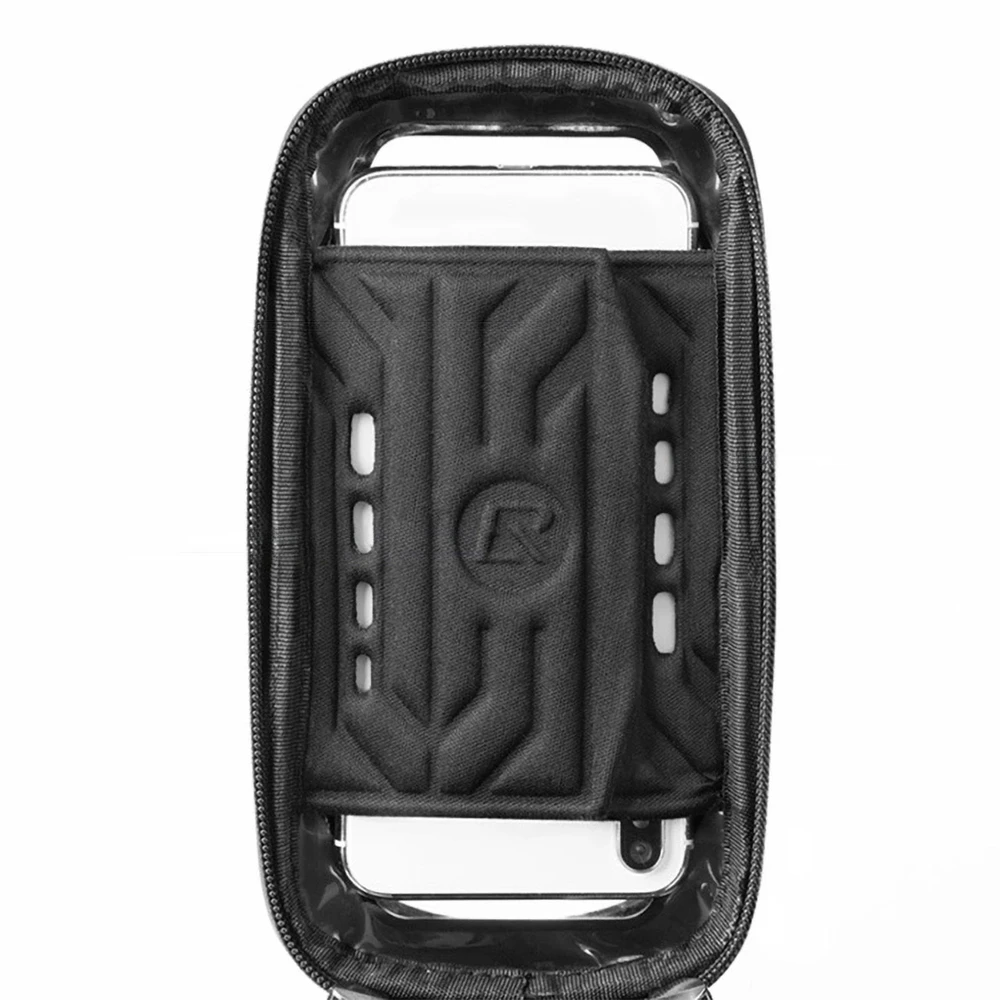 Rockbros B68 dviračio krepšys for armored frame with phone pocket and cover 1.7l – juodos spalvos