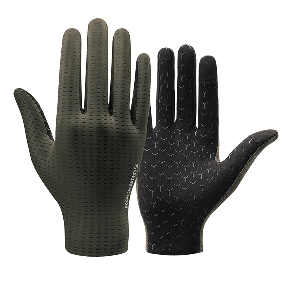 Rockbros Breathable Full Finger Cycling pirštinės, dydis: XXL – žalios spalvos