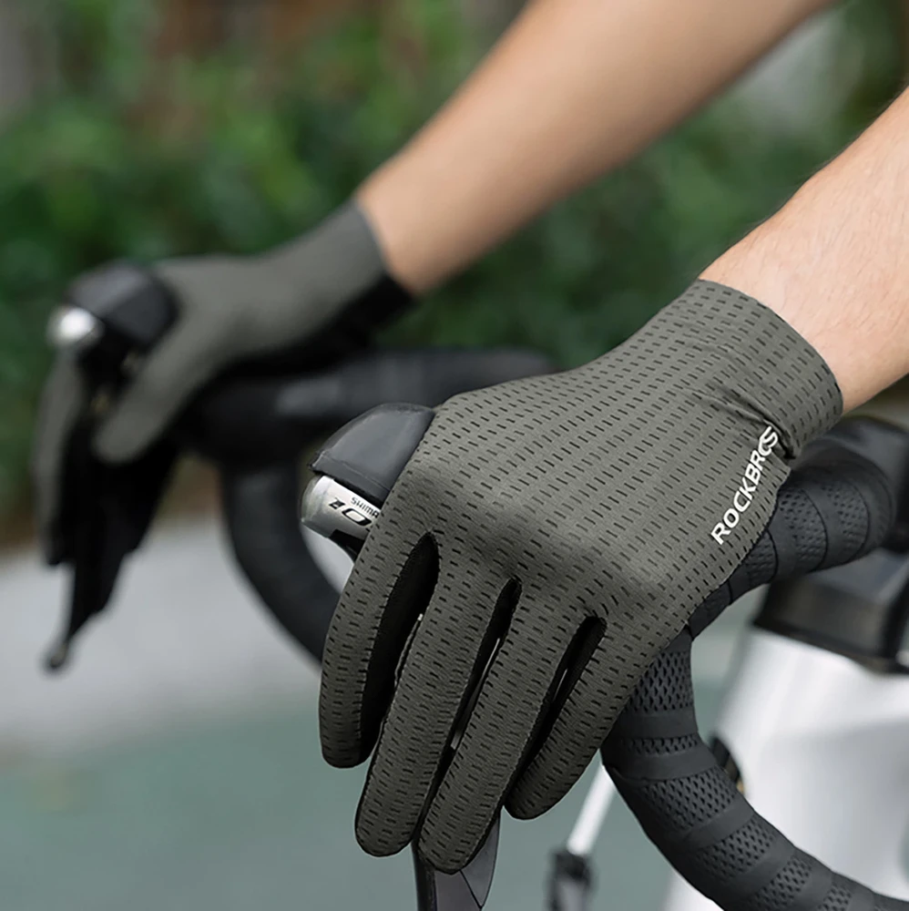 Rockbros Breathable Full Finger Cycling pirštinės, dydis: XXL – žalios spalvos