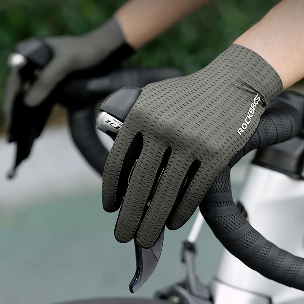 Rockbros Breathable Full Finger Cycling pirštinės, dydis: XXL – žalios spalvos