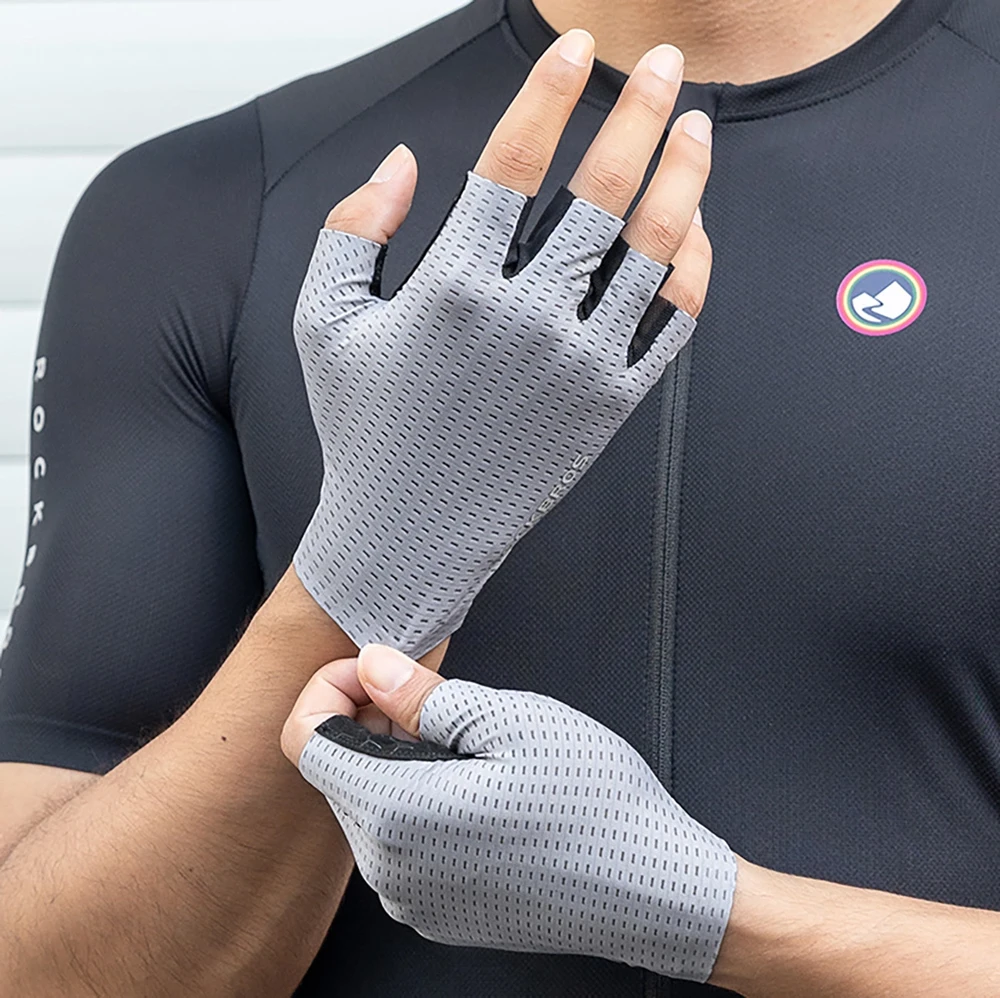 Rockbros Breathable Short Finger Cycling pirštinės dydis: M – pilkos spalvos