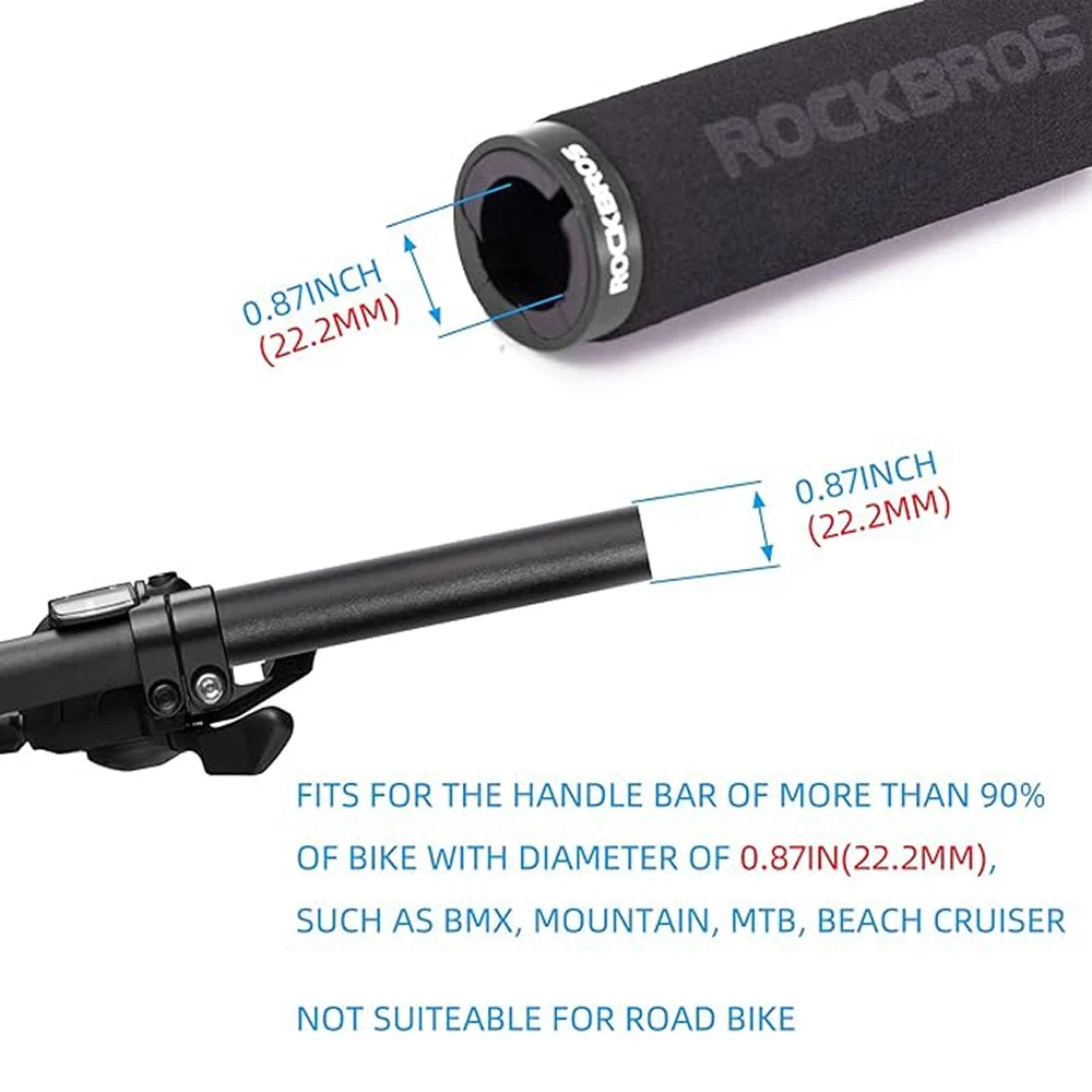Rockbros BT1001BKBK sponge bicycle handlebar grips – juodos spalvos