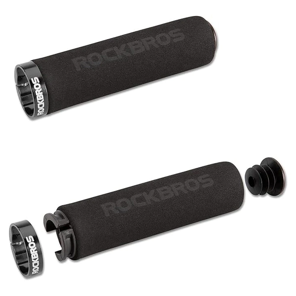 Rockbros BT1001BKBK sponge bicycle handlebar grips – juodos spalvos
