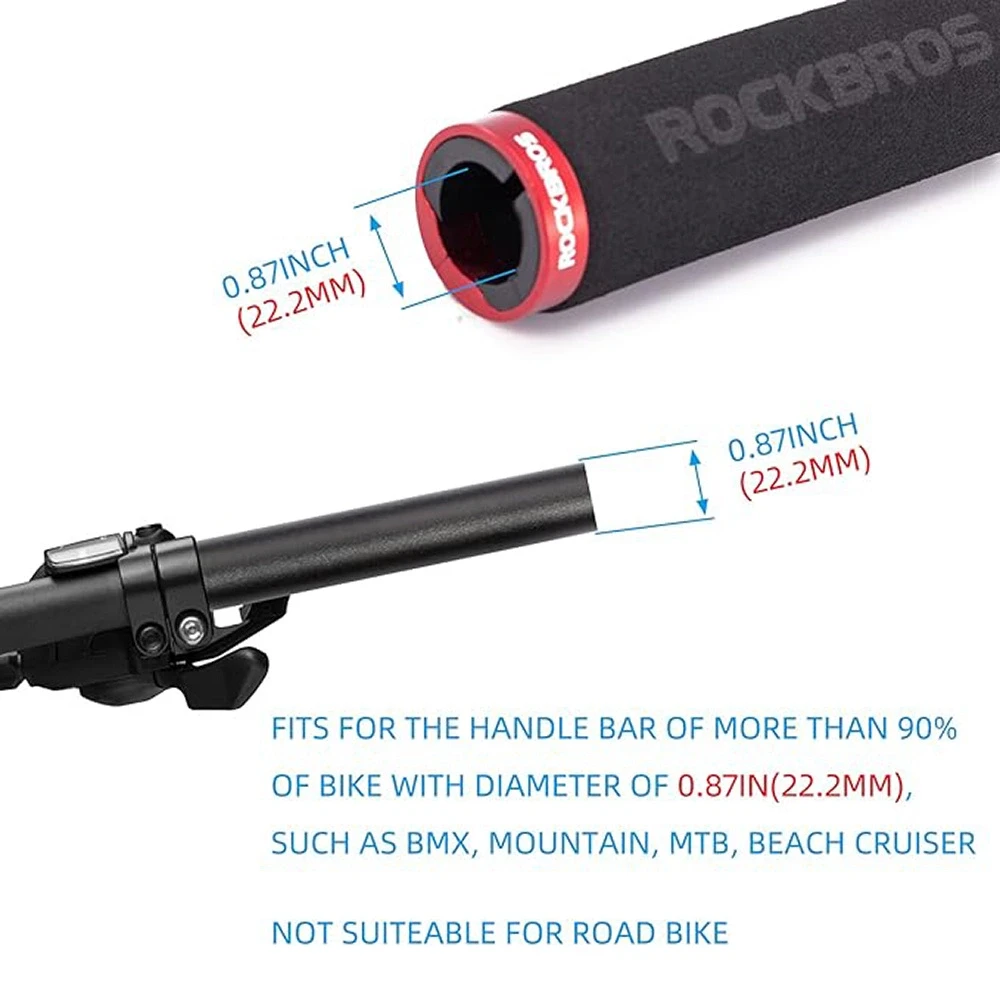 Rockbros BT1001BKRD kempinės formos dviračio vairo rankenos – juodos spalvos ir raudonos
