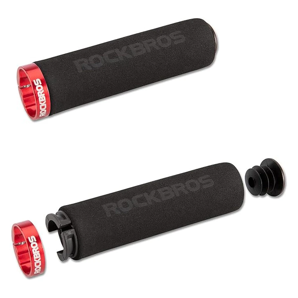 Rockbros BT1001BKRD kempinės formos dviračio vairo rankenos – juodos spalvos ir raudonos