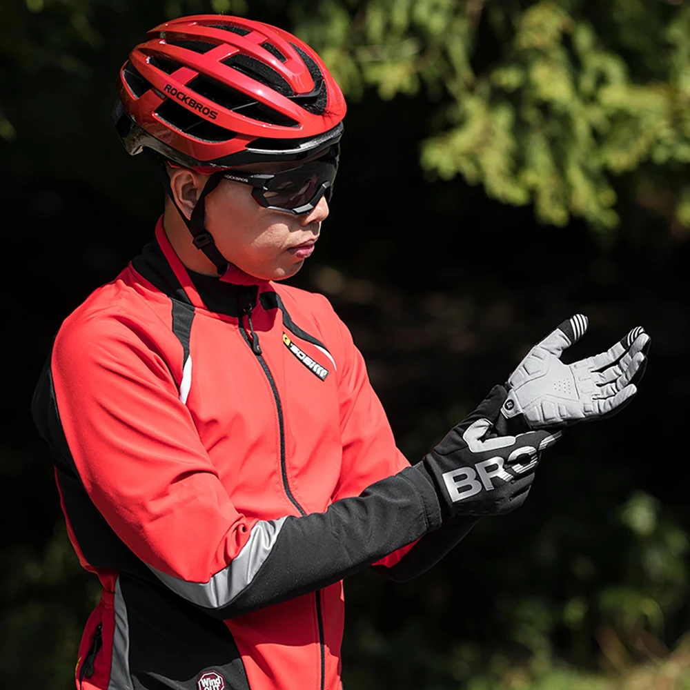 Rockbros cycling pirštinės, insulated, long, size: XXL – juodos spalvos and pilkos spalvos