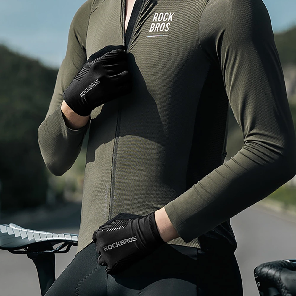 Rockbros cycling pirštinės spring/summer/autumn, full, size: XL – juodos spalvos