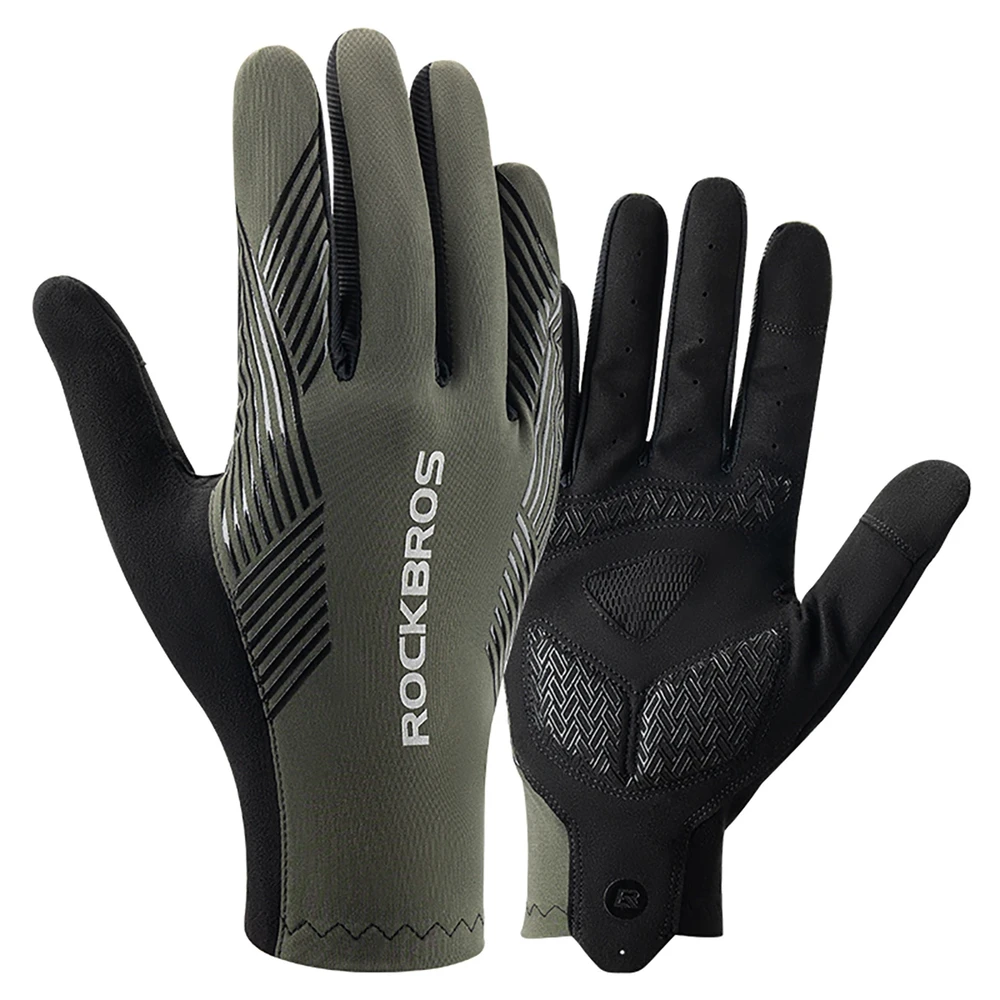 Rockbros cycling pirštinės spring/summer/autumn, full, size: XL – žalios spalvos