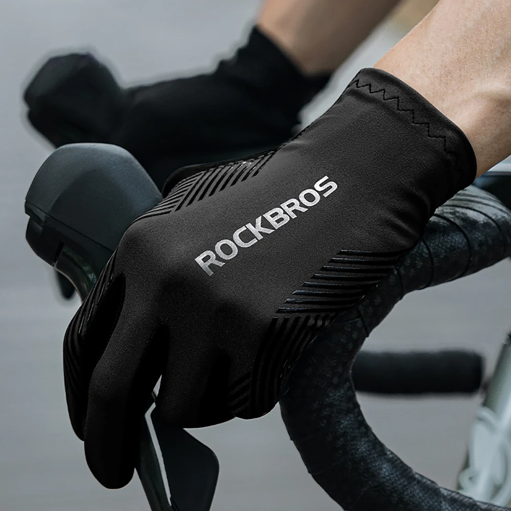 Rockbros cycling pirštinės spring/summer/autumn, full, size: XL – juodos spalvos