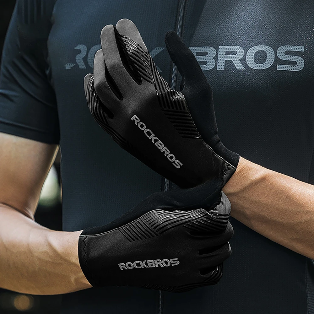 Rockbros cycling pirštinės spring/summer/autumn, full, size: XL – juodos spalvos