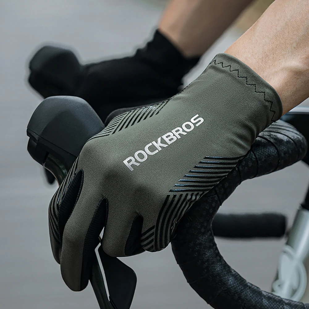 Rockbros cycling pirštinės spring/summer/autumn, full, size: XL – žalios spalvos