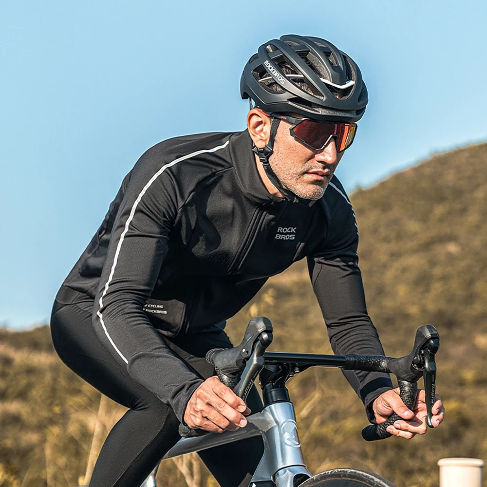 Rockbros cycling jersey 15400002003 long sleeve fall/winter L – juodos spalvos