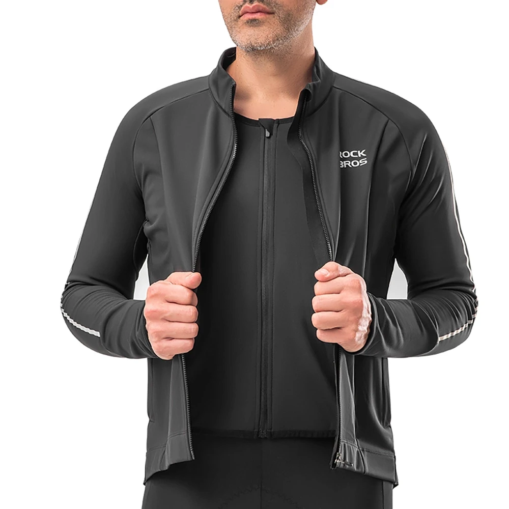 Rockbros cycling jersey 15400002003 long sleeve fall/winter L – juodos spalvos