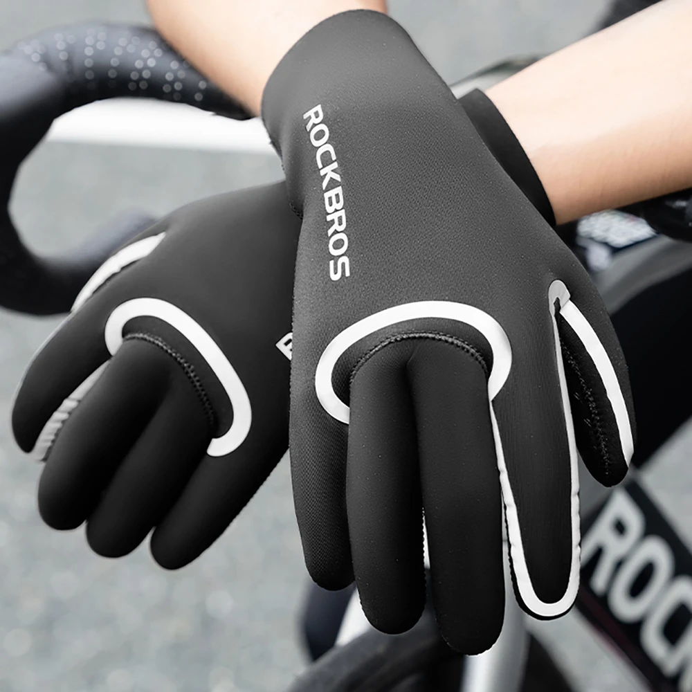 Rockbros full waterproof cycling pirštinės, size: XXL – juodos spalvos