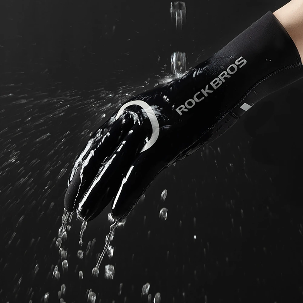 Rockbros full waterproof cycling pirštinės, size: S/M – juodos spalvos