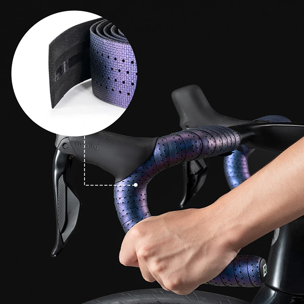Rockbros dviračio vairo juosta Perforated Silicone – juodos spalvos