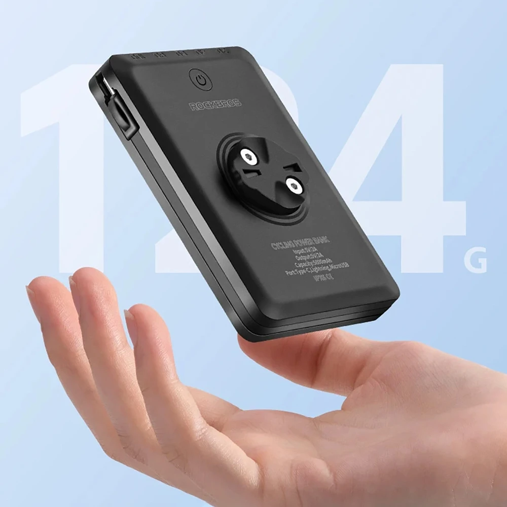 Rockbros JP008 priekinis dviračio žibintas prekystaliui su išorine baterija 5000mAh 150lm IPX6 &8211; juodos spalvos