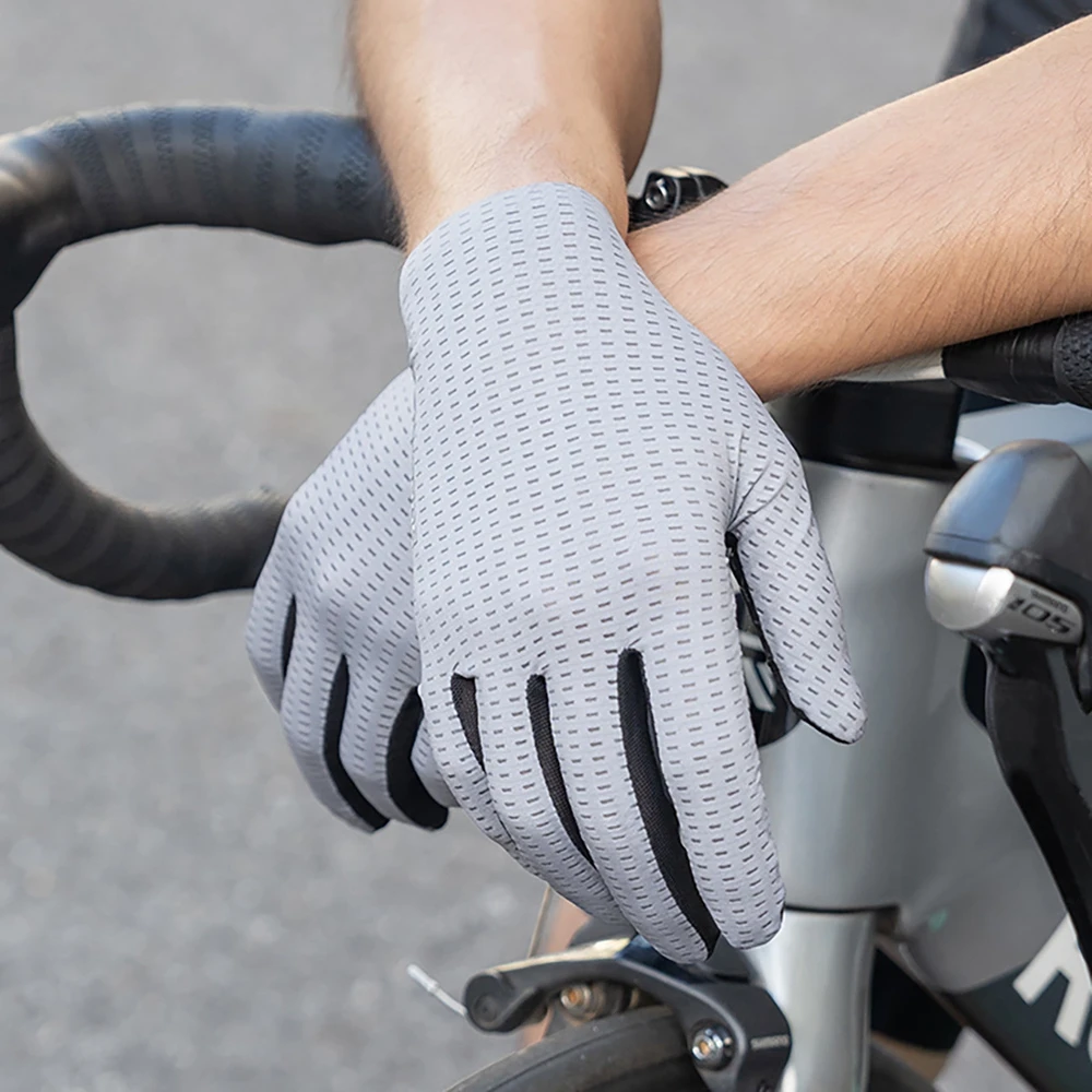 Rockbros Breathable Full Finger Cycling pirštinės, dydis: L – pilkos spalvos