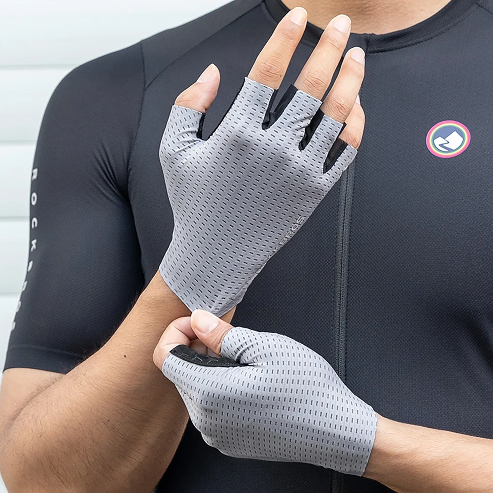 Rockbros Breathable Short Finger Cycling pirštinės, dydis: L – pilkos spalvos