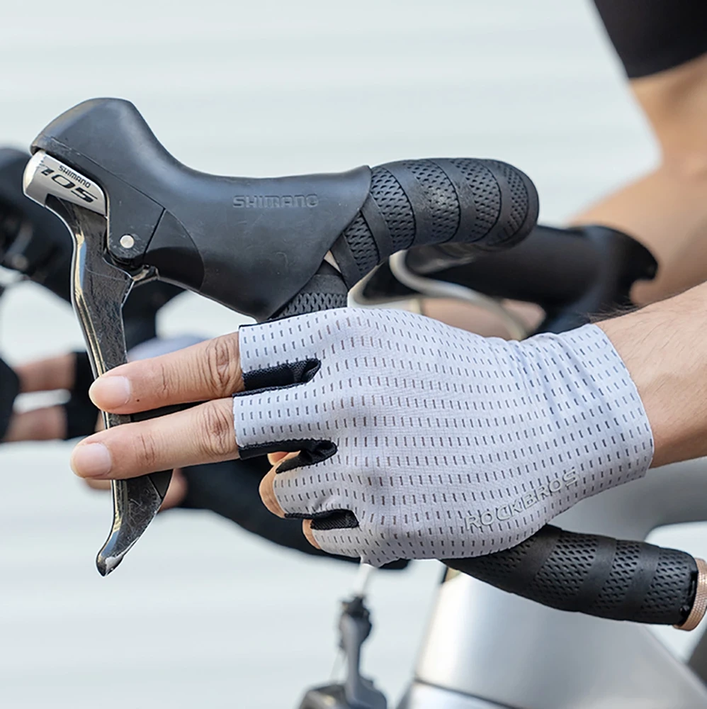 Rockbros Breathable Short Finger Cycling pirštinės, dydis: XL – pilkos spalvos