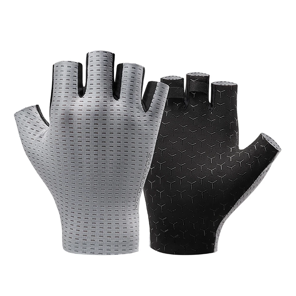 Rockbros Breathable Short Finger Cycling pirštinės, dydis: L – pilkos spalvos