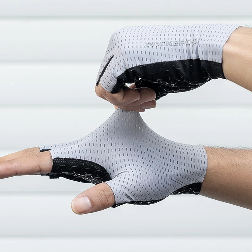 Rockbros Breathable Short Finger Cycling pirštinės, dydis: S – pilkos spalvos