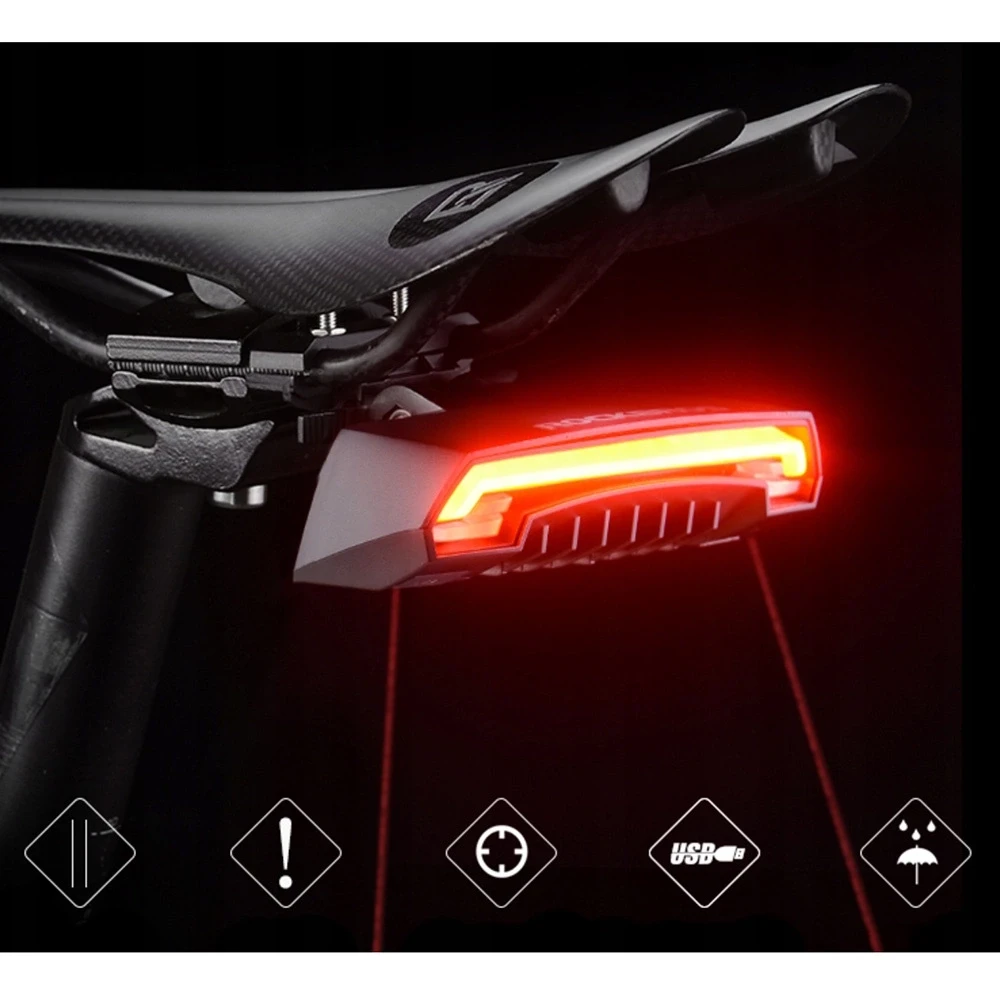 Rockbros LKWD-R1 Rear Bike Light with lazerinis and Remote Control + Micro USB – USB-A Cable – juodos spalvos