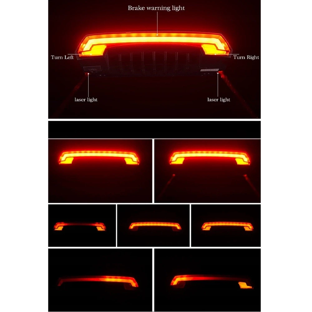Rockbros LKWD-R1 Rear Bike Light with lazerinis and Remote Control + Micro USB – USB-A Cable – juodos spalvos