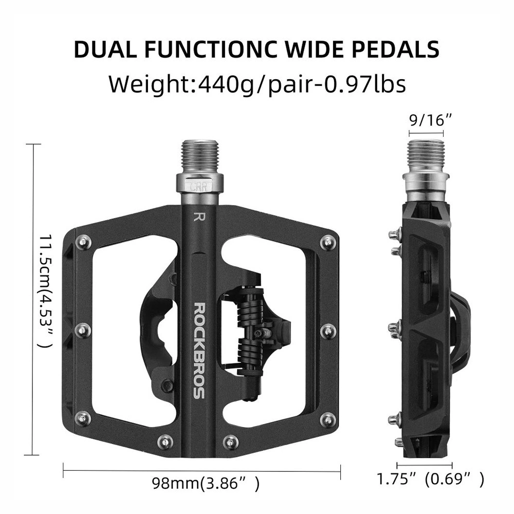 Rockbros PD15-BK Aluminum Alloy Bicycle Pedal Set – juodos spalvos