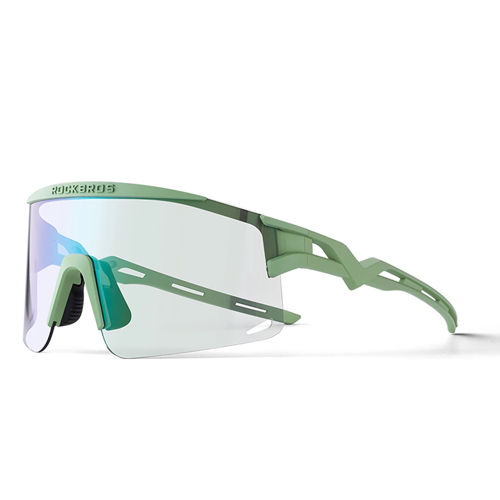 Rockbros Photochromic dviratininko akiniai su UV apsauga ir Corrective Insert – žalios spalvos