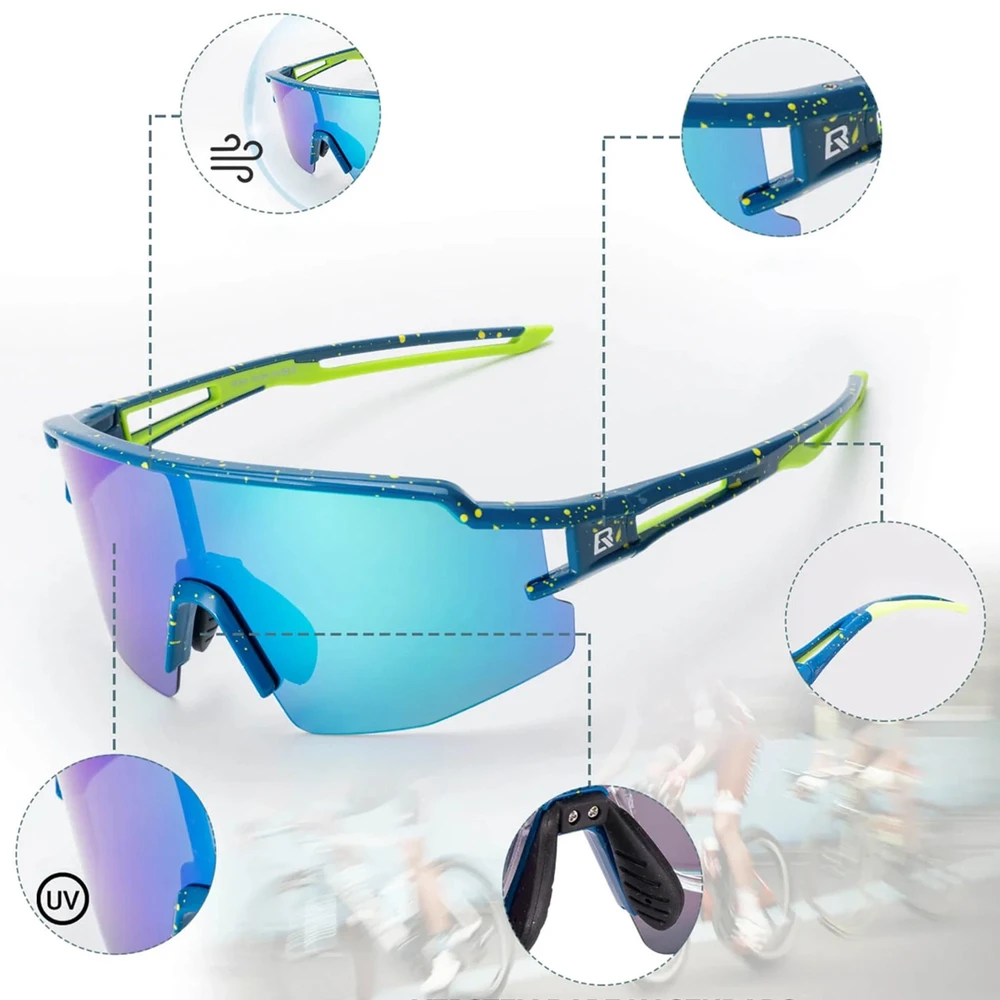 Rockbros Polarized dviratininko akiniai su UV apsauga ir Corrective Insert Mėlyna Lenses – Mėlyna