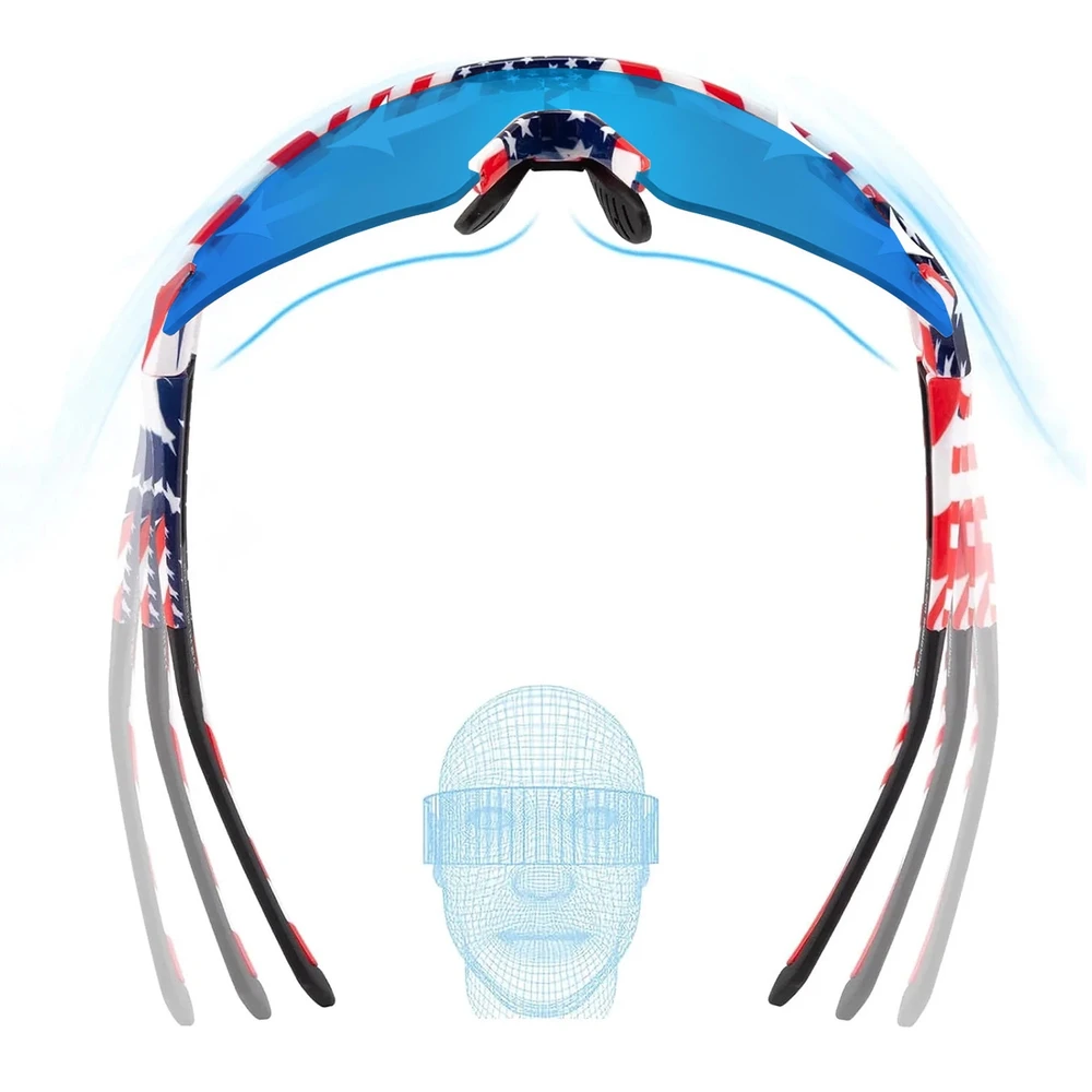 Rockbros Polarized dviratininko akiniai su UV apsauga ir Corrective Insert Mėlyna Lenses – USA Pattern – baltos spalvos