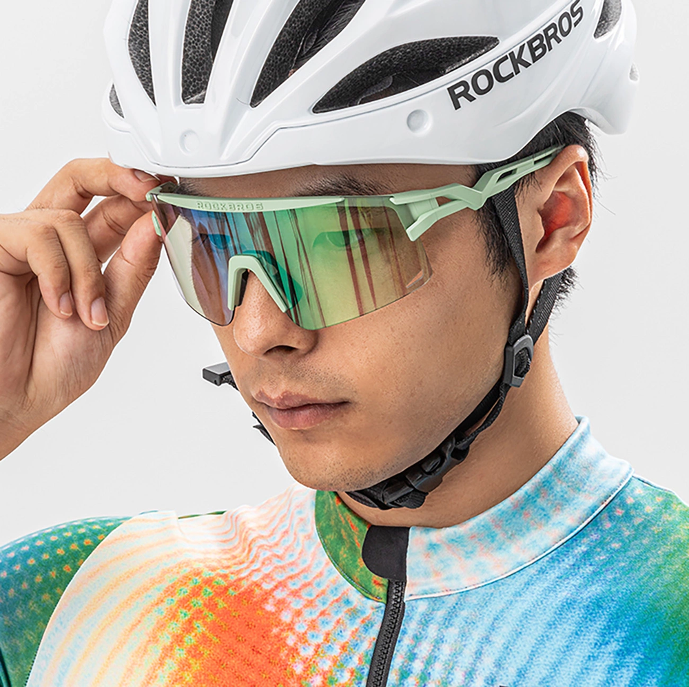 Rockbros Polarized dviratininko akiniai su UV apsauga ir Corrective Insert – baltos spalvos