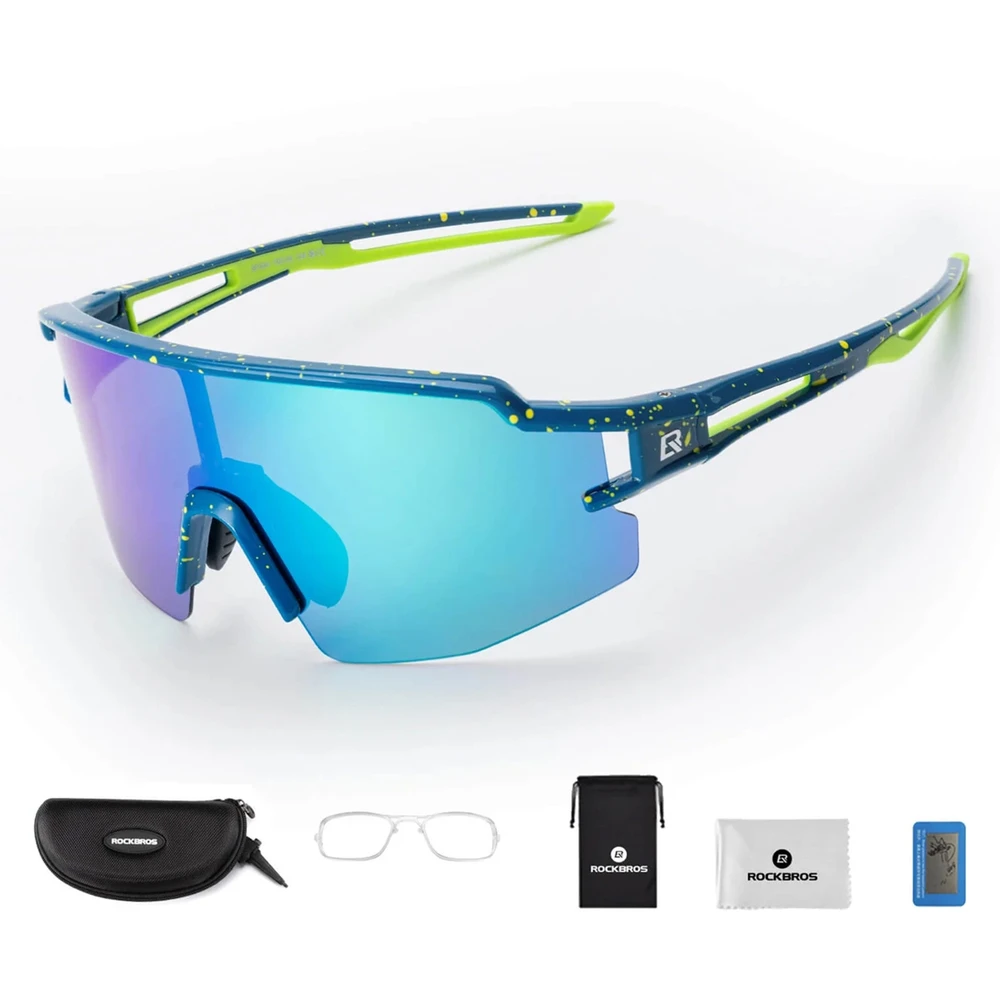 Rockbros Polarized dviratininko akiniai su UV apsauga ir Corrective Insert Mėlyna Lenses – Mėlyna