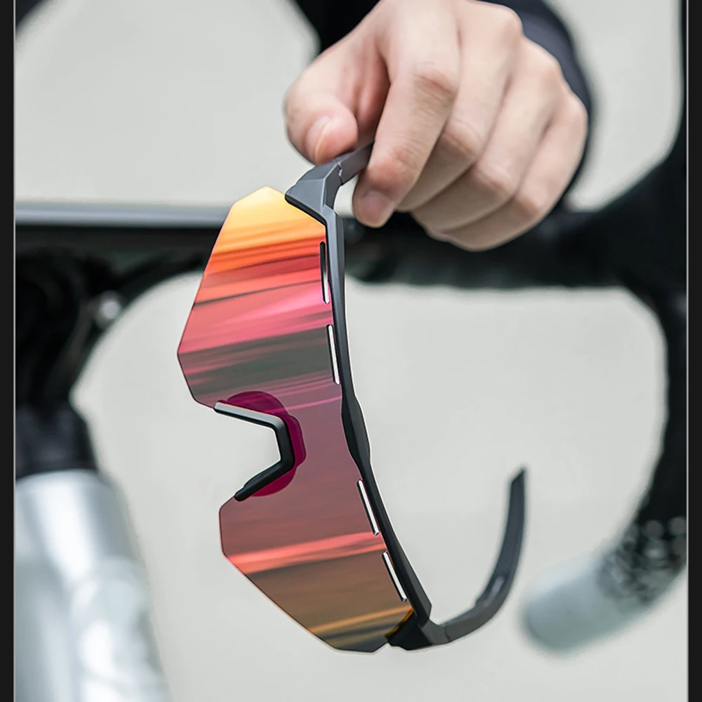 Rockbros Polarized dviratininko akiniai su UV apsauga ir Corrective Insert – pilkos spalvos