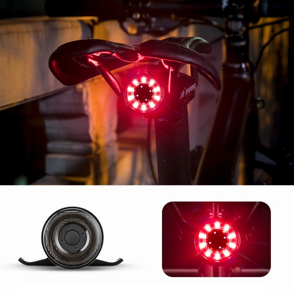 Rockbros Q1 galinis dviračio žibintas, 7 spalvų LED + USB-C – USB-A laidas – juodos spalvos