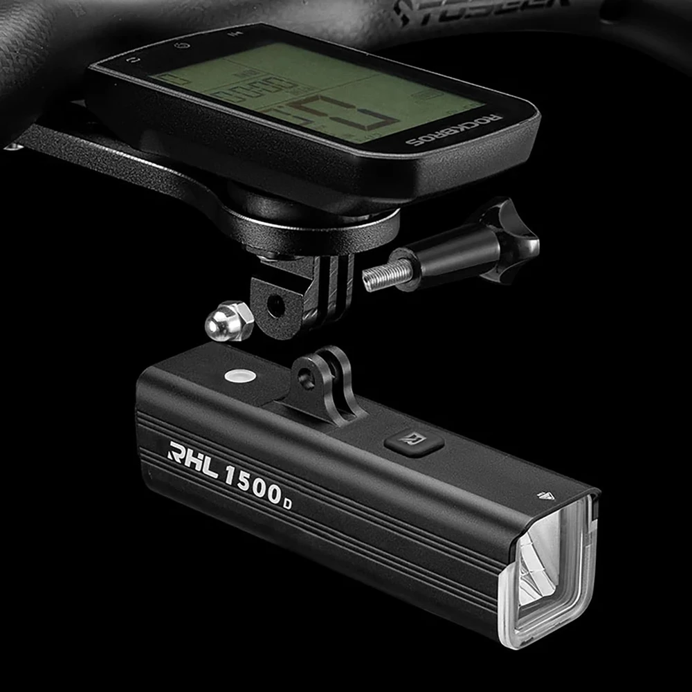 Rockbros RHL1500 priekinis dviračio žibintas 5000mAh 1500lm IPX6 – juodos spalvos