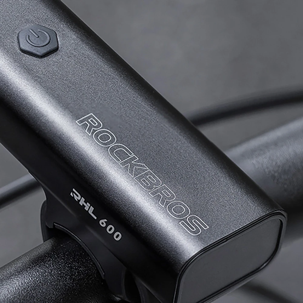 Rockbros RHL600 priekinis dviračio žibintas 600lm 2600mAh IPX6 – juodos spalvos