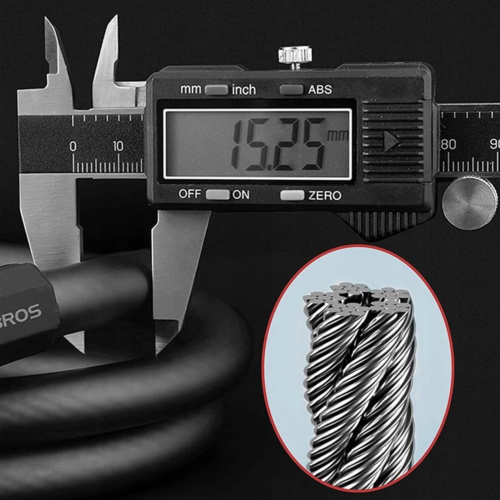 Rockbros RKS507-1BK dviračio spyna su kombinacija 1,8 m – juodos spalvos