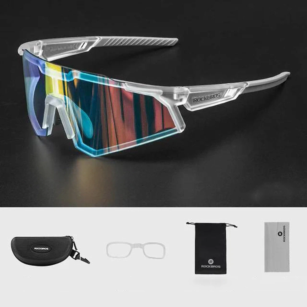 Rockbros SP291 photochromic UV400 dviratininko akiniai – baltos spalvos