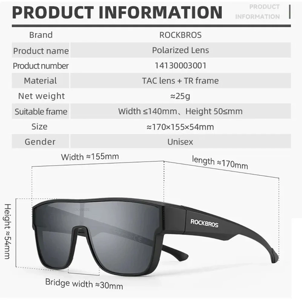 Rockbros SP304 polarizing dviratininko akiniai – pilkos spalvos