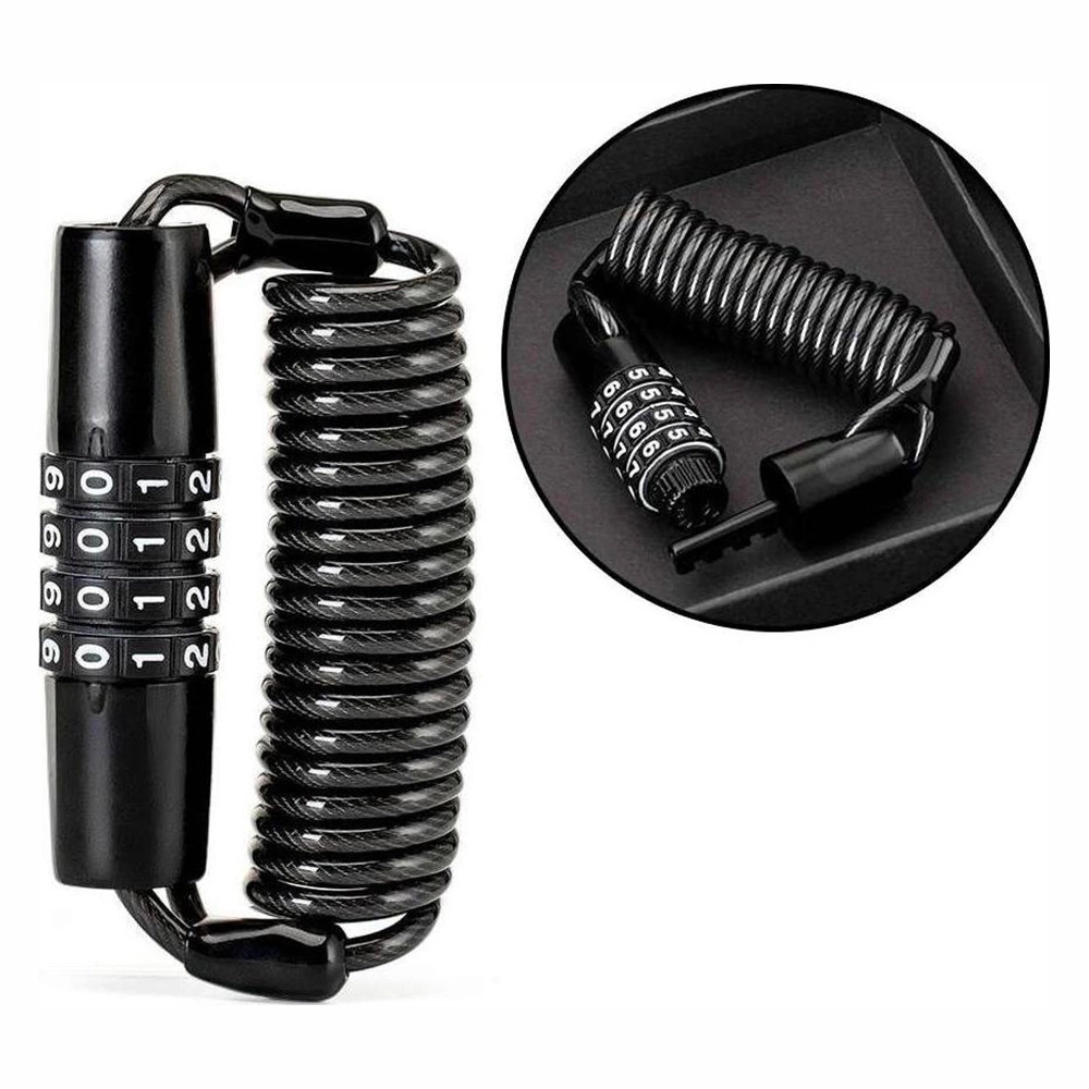 Rockbros T609 bicycle lock su 1.5 m combination – juodos spalvos