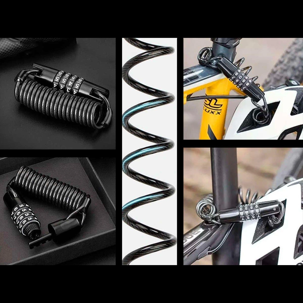 Rockbros T609 bicycle lock su 1.5 m combination – juodos spalvos